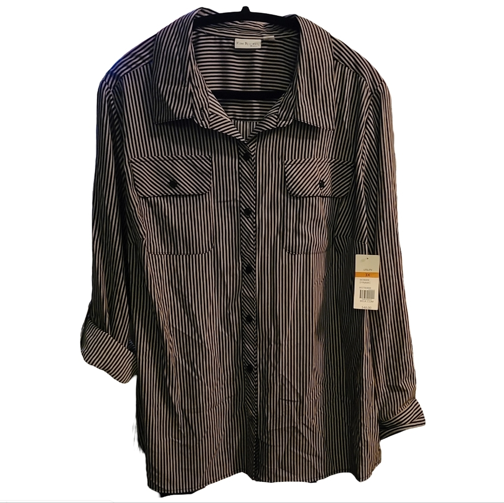 031 NWT KIM ROGERS 3XL LONG OR W/ TAB ROLL-UP SLEEVES BLOUSE